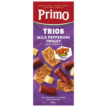 Primo Trios Cheese Pepperoni & Pizza Shapes 54G