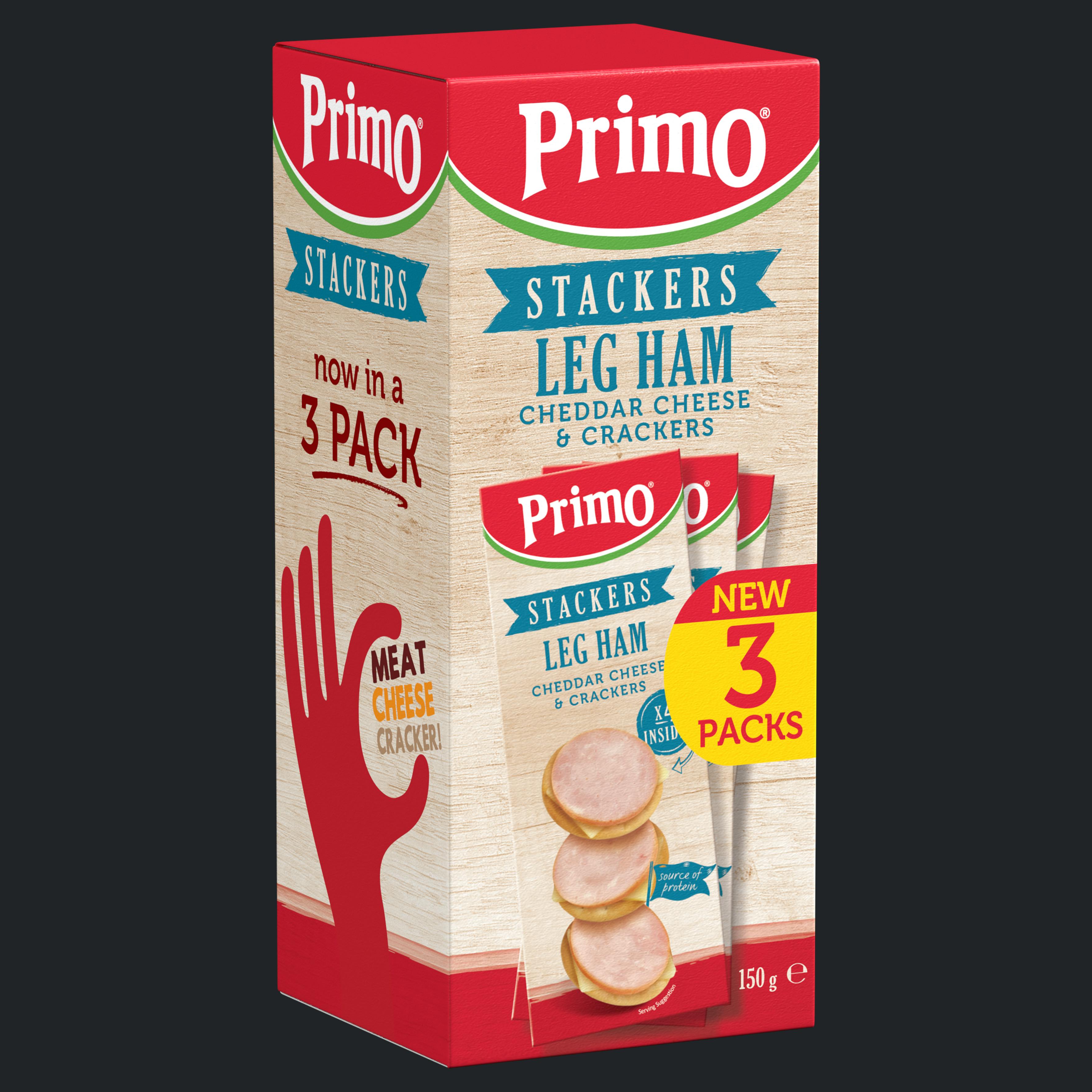 Primo Stackers Leg Ham Cheddar Cheese & Crackers 3pk 150g