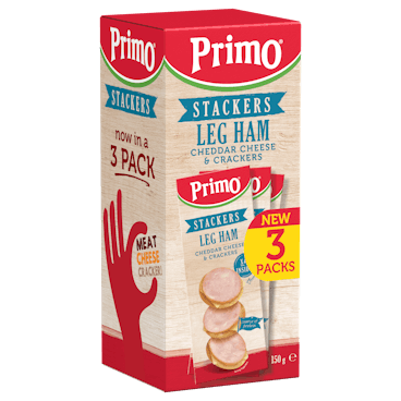 Primo Stackers Leg Ham Cheddar Cheese & Crackers 3pk 150g