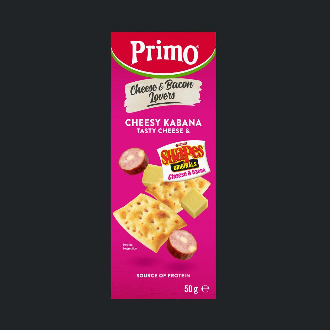 Primo Trios Cheese & Bacon Lovers Cheesy Kabana Tasty Cheese & Shapes 50g