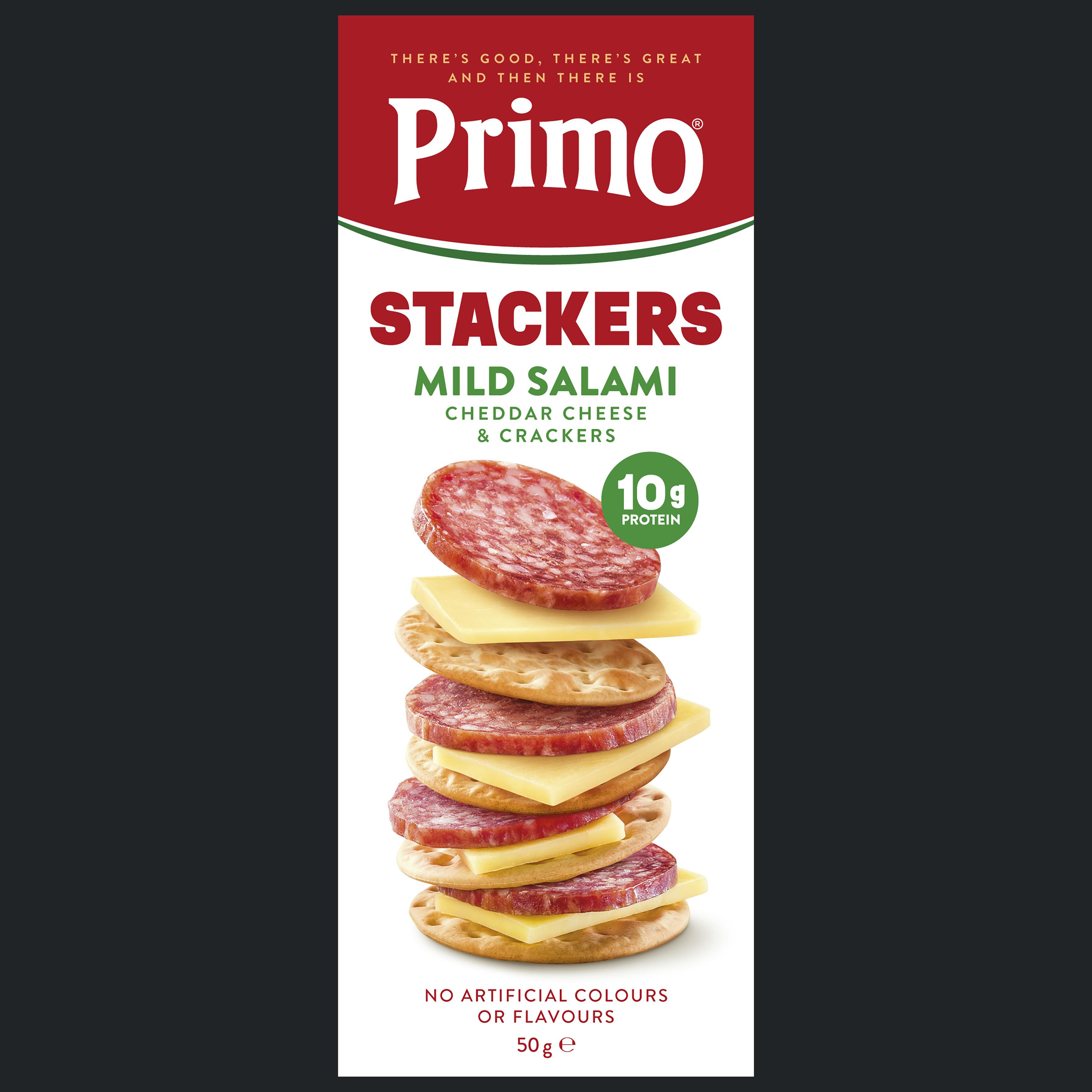 Primo Stackers Mild Salami Cheddar Cheese & Crackers 50G