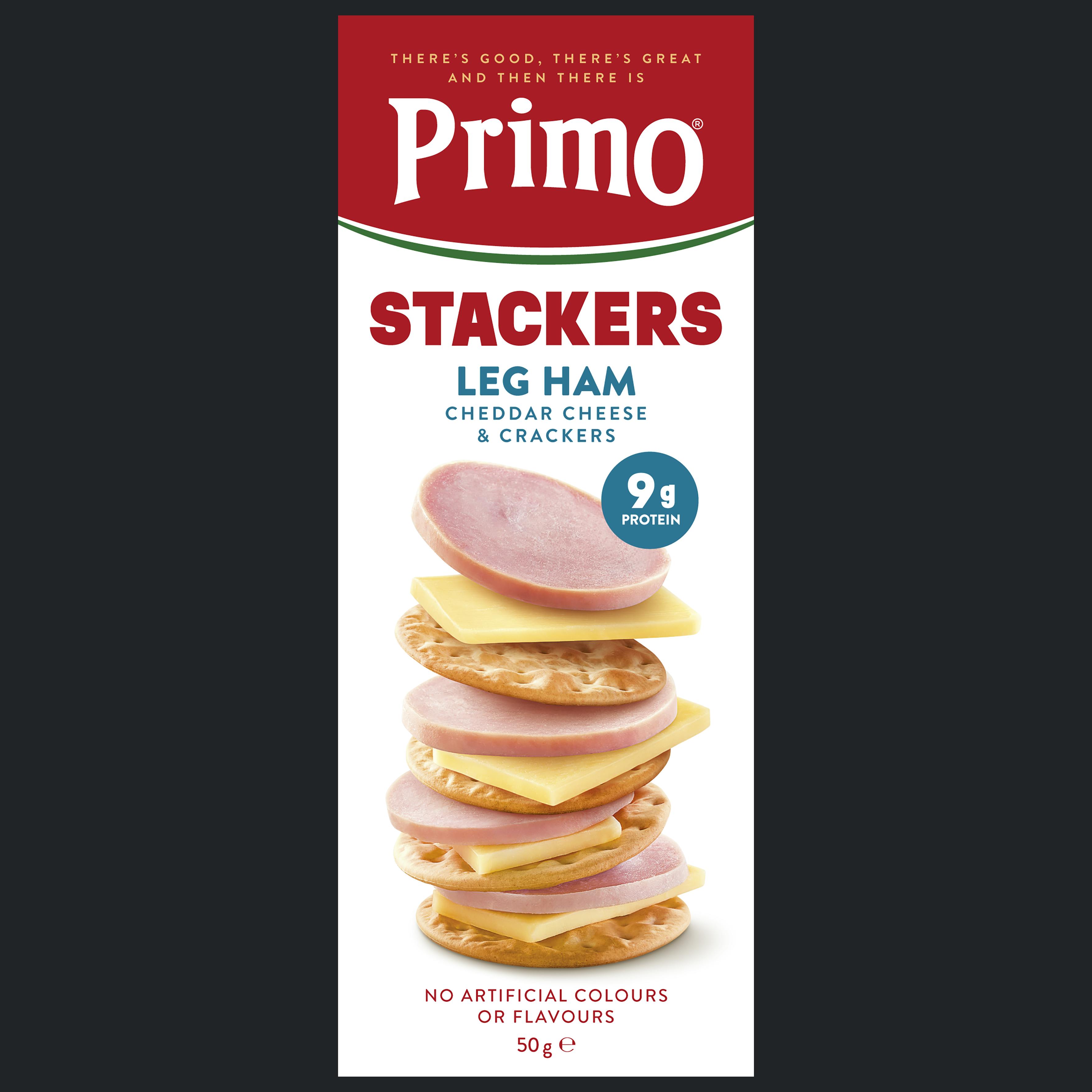 Primo Stackers Leg Ham, Cheddar Cheese & Crackers 50G