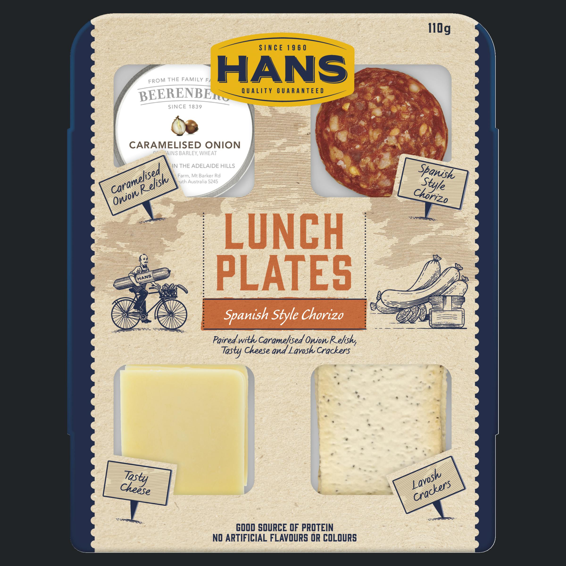 HANS LUNCH PLATE CHORIZO & ONION 110G